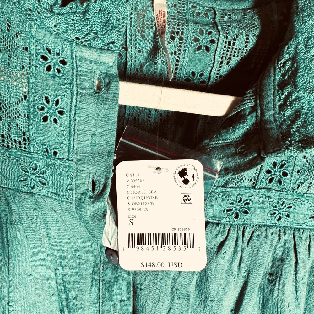 Free People Turquoise Ruffle Blouse - Picture 9 of 11
